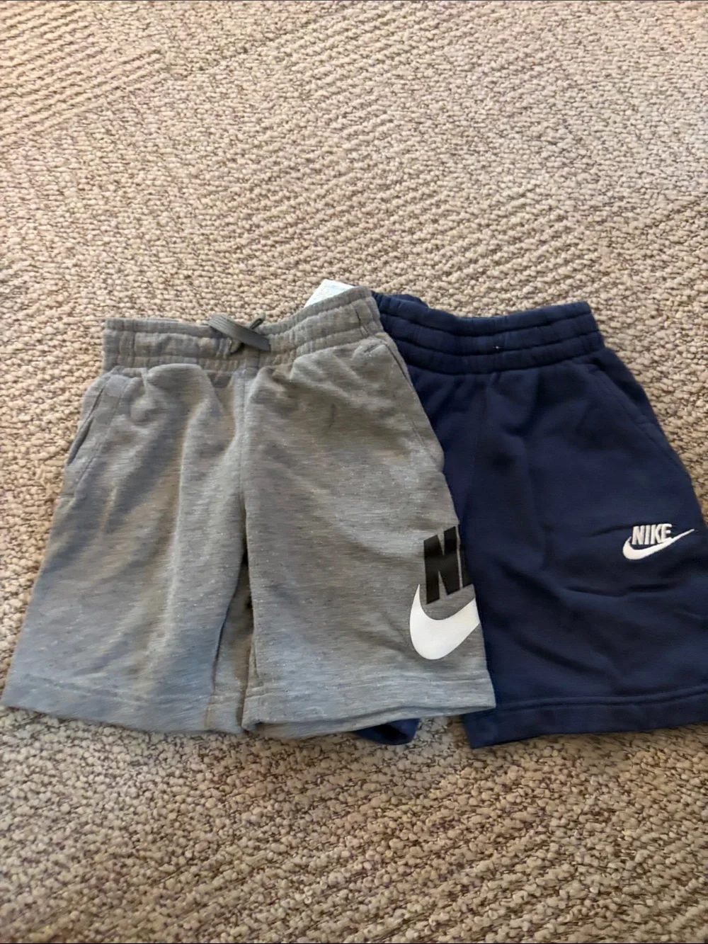 Nike Kids Shorts in Gray & Navy with Swoosh Logos